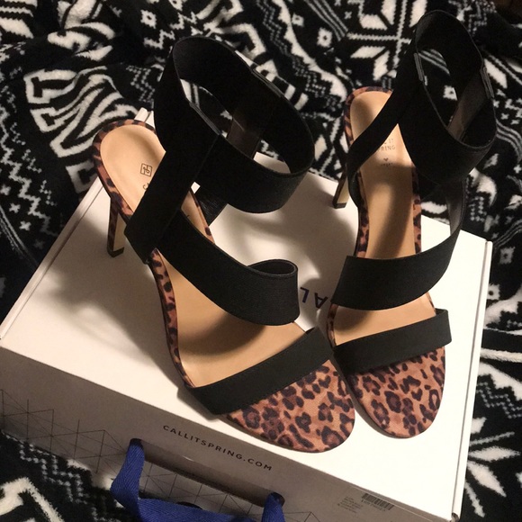 Strappy leopard print heels - Picture 2 of 5